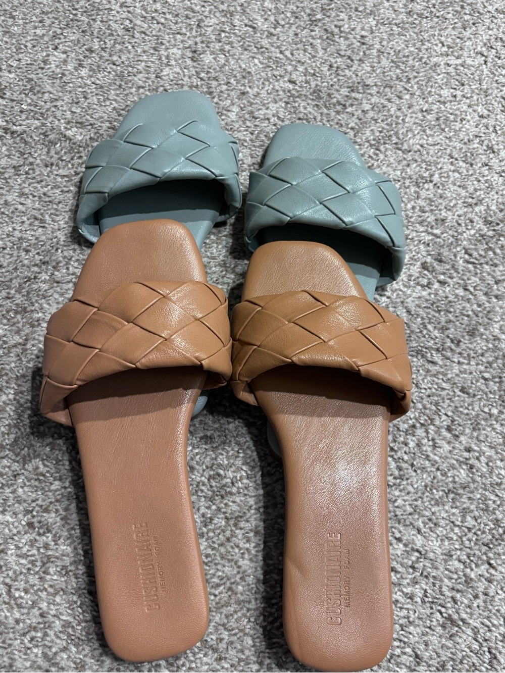 Women's Braided Slide Mules in Tan and Sage